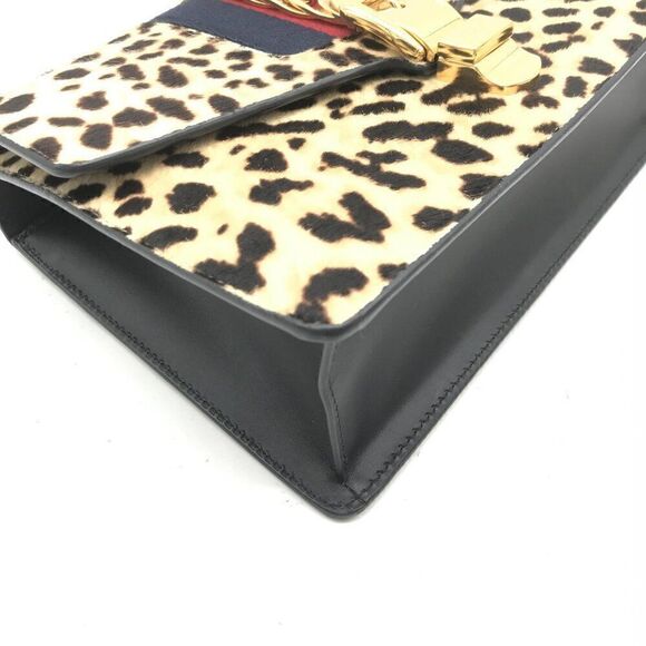 NWOT Gucci Sylvie Calfskin & Pony Hair Flap Bag - Picture 14 of 15